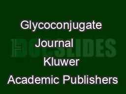Glycoconjugate Journal     Kluwer Academic Publishers