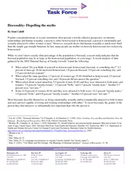 Bisexuality Disp elling the myths By Sean Cahill Popul