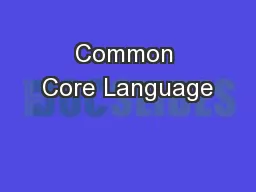Common Core Language