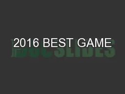 2016 BEST GAME