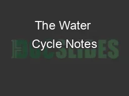 The Water Cycle Notes