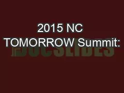 2015 NC TOMORROW Summit: