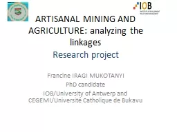 ARTISANAL MINING AND AGRICULTURE: