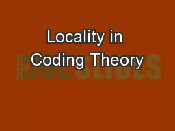 Locality in Coding Theory