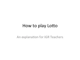 How to play Lotto