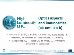 Optics aspects and luminosities