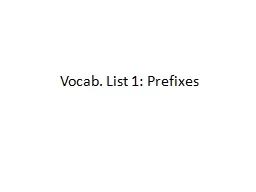 Vocab. List 1: Prefixes