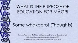WHAT IS THE PURPOSE OF EDUCATION FOR M