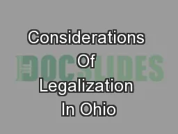 Considerations Of Legalization In Ohio