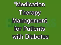 “Medication Therapy Management for Patients with Diabetes