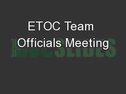 ETOC Team Officials Meeting