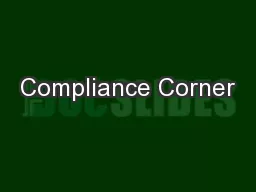 Compliance Corner