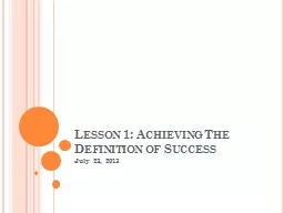 Lesson 1: Achieving The Definition of Success