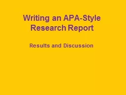 Writing an APA-Style Research Report