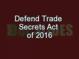 Defend Trade Secrets Act of 2016