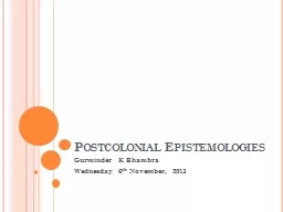 Postcolonial Epistemologies