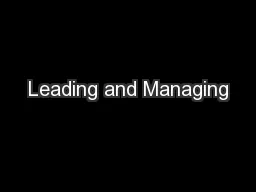 Leading and Managing