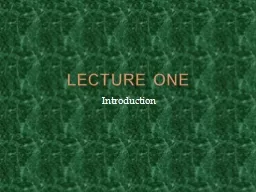 Lecture one