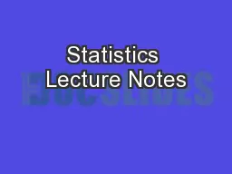 Statistics Lecture Notes