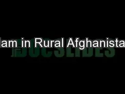 Islam in Rural Afghanistan: