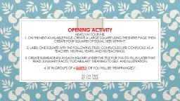 Opening activity