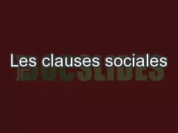 Les clauses sociales
