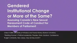 Gendered Institutional Change or More of the Same?