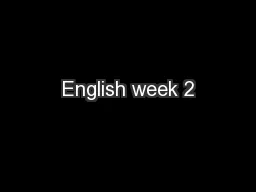 English week 2