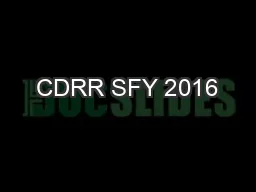 CDRR SFY 2016