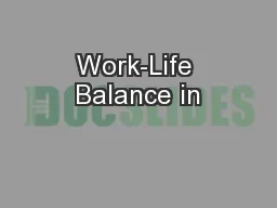 Work-Life Balance in
