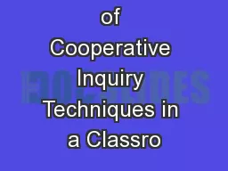 A Case Study of Cooperative Inquiry Techniques in a Classro