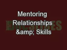 Mentoring Relationships & Skills