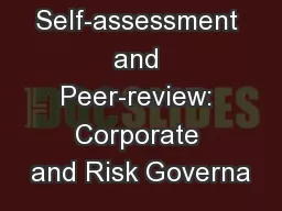 Self-assessment and Peer-review: Corporate and Risk Governa