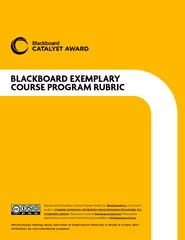 BLACKBOARD EXEMPLARY COURSE PROGRAM RUBRIC Blackboard