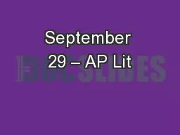 September 29 – AP Lit