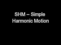 SHM – Simple Harmonic Motion
