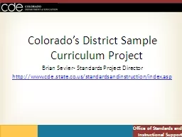 Colorado’s District Sample Curriculum Project