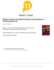 Wallace Thurmans The Blacker the Berry and the Questio