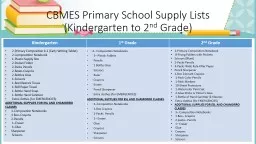 CBMES Primary School Supply Lists