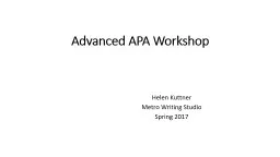 Advanced APA Workshop