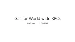 Gas for World wide RPCs