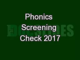 Phonics Screening Check 2017