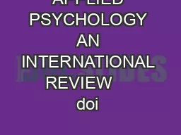 APPLIED PSYCHOLOGY AN INTERNATIONAL REVIEW     doi 