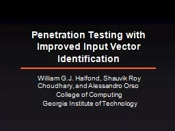 Penetration Testing with Improved Input Vector Identificati