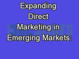 Expanding Direct Marketing in Emerging Markets: