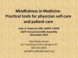 Mindfulness in Medicine-