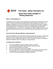 Fact Sheet Safety Information for ShortTerm Power Outa