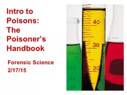 Intro to Poisons: