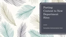 Porting Content to New Department Sites