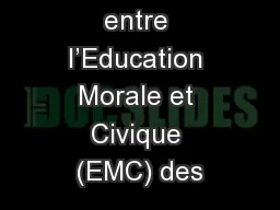 Comparaison entre l’Education Morale et Civique (EMC) des